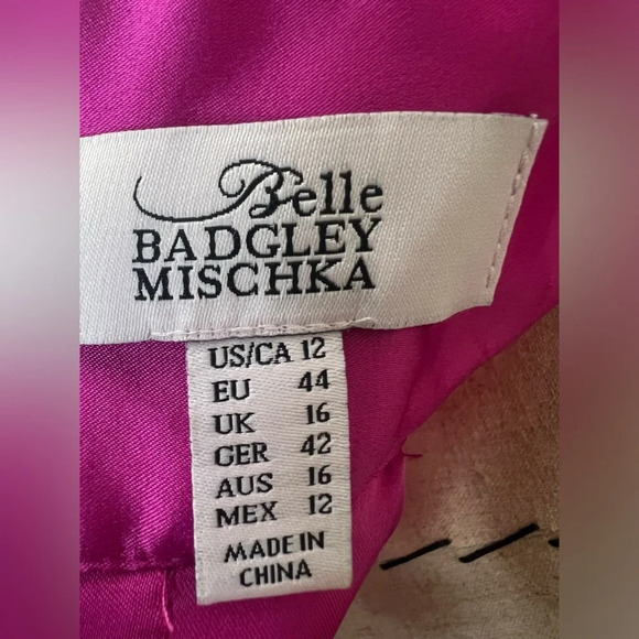 Belle Bagdley Mischka Magenta Maxi Prom Wedding Formal Dress sz 12 pageant long - Picture 8 of 12